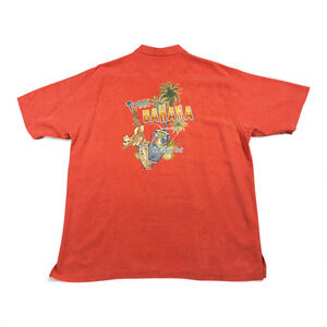 Vintage Tommy Bahama Shirt Adult EXTRA LARGE Orange Camp Silk Calypso Heat Y2K